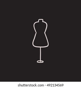 Icono de esbozo de vector de maniquí aislado en el fondo. Icono de Mannequín dibujado a mano. Icono de esbozo de maniquí para infografía, sitio web o aplicación.