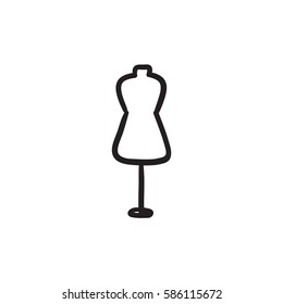 Icono de esbozo de vector de maniquí aislado en el fondo. Icono de Mannequín dibujado a mano. Icono de esbozo de maniquí para infografía, sitio web o aplicación.