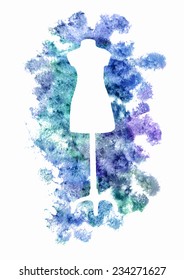 Mannequin watercolor silhouette, eps8. Shape of the object is cut out from background.