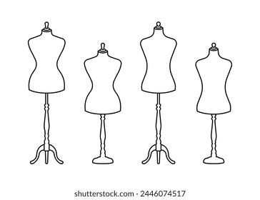 Mannequins line icon isolated on white background.