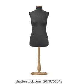 Mannequins realistic composition with isolated image of female breast on stand vector illustration