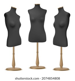 Mannequinas composición realista con imagen aislada del seno femenino en la ilustración del vector estático