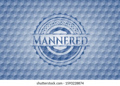 Mannered blue badge with geometric background. Vector Illustration. Detailed.