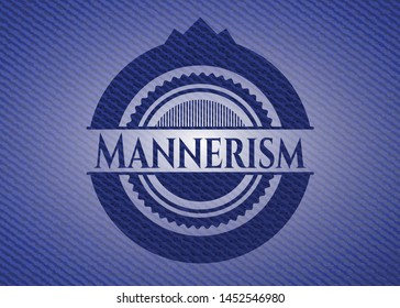 Mannerism badge with jean texture. Vector Illustration. Detailed.