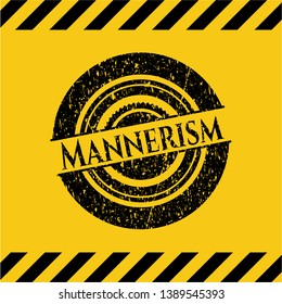 Mannerism inside warning sign, black grunge emblem. Vector Illustration. Detailed.