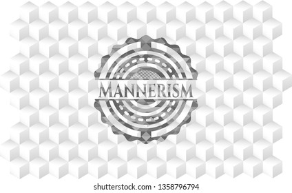 Mannerism realistic grey emblem with cube white background