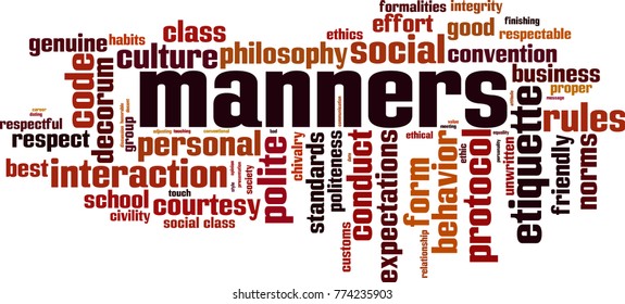 Manners word cloud concept. Vector illustration