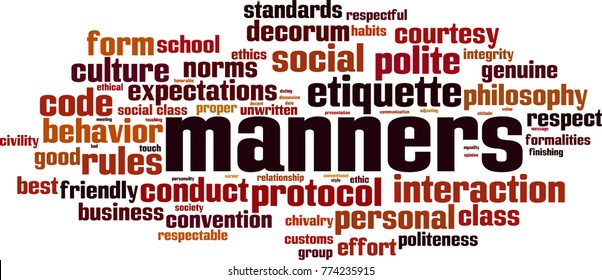 Manners word cloud concept. Vector illustration