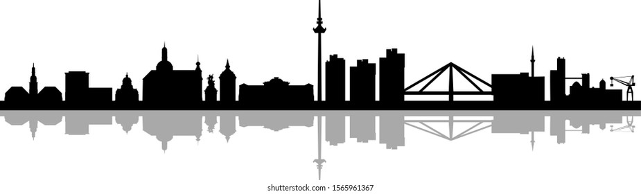 Mannheim City Skyline Silhouette Vector