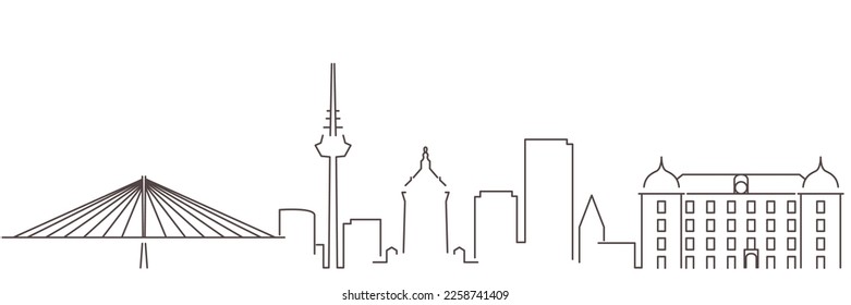 Mannheim Dark Line Simple Minimalist Skyline With White Background