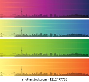Mannheim Multiple Color Gradient Skyline Banner