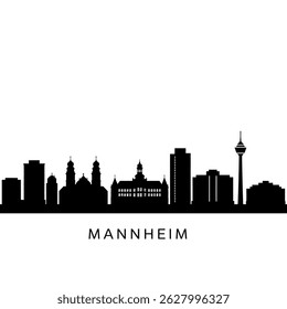 Mannheim skyline Black silhouette vector.