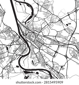 Mannheim Vector Map - Detailed City Street Plan, Road Network, Rhine and Neckar Rivers