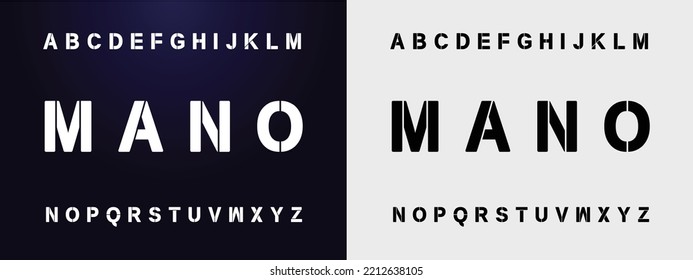 MANO Sports minimal tech font letter set. Luxury vector typeface for company. Modern gaming fonts logo design.