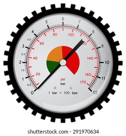 Manometer for car compressor. Vector Illustration isolated on white background.