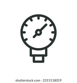 Icono aislado del manómetro, icono del vector del manómetro de presión con trazo editable