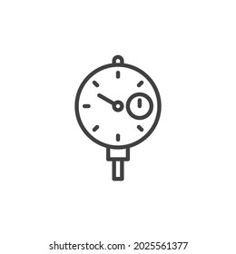 Manometer line icon. linear style sign for mobile concept and web design. Pressure gauge outline vector icon. Symbol, logo illustration. Vector graphics