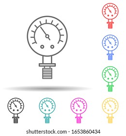 icono de estilo manómetro multicolor. Línea delgada simple, contorno vectorial de los iconos de instrumentos de medida para ui y ux, sitio web o aplicación móvil