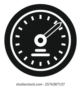 Manometer with needle showing high pressure in simple black and white style 