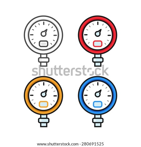 Manometer (pressure gauge) and vacuum gauge icons