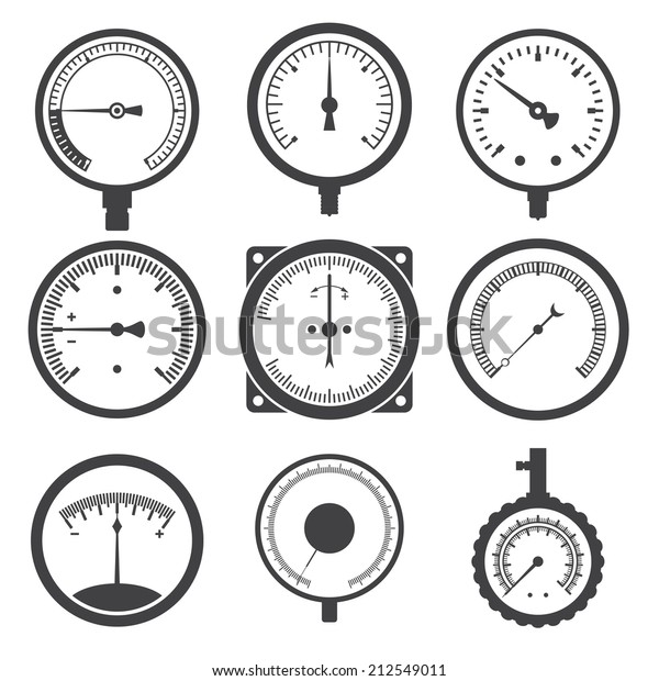 Manometer (pressure gauge) and vacuum gauge icons.\
Vector illustration 
