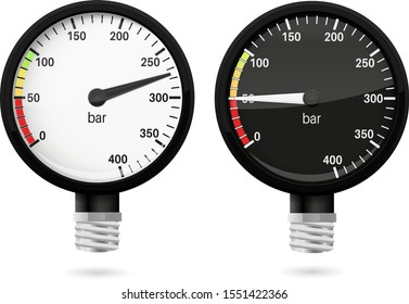 Manometer for scuba diving. Collection. Vector 3d illustration isolated on white background