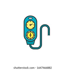 Manometr thin line icon. Diving equipment, accessories and scuba gear linear sign. Extreme gadget  scuba compass outline editable stroke colored vector symbol