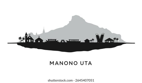 Manono Uta Island with Samoa Skyline Silhouette.