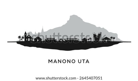Manono Uta Island with Samoa Skyline Silhouette.