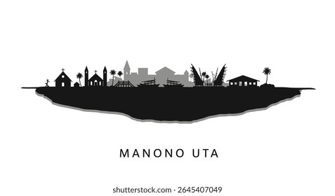 Manono Uta com silhueta do horizonte de Samoa e vista da ilha.