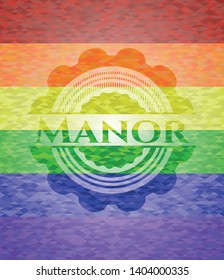Manor lgbt colors emblem. Vector Illustration. Mosaic.
