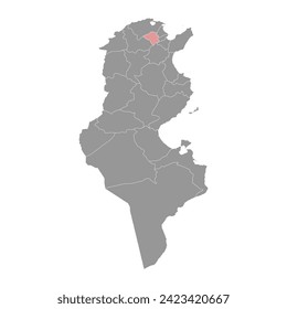 Manouba Governorate map, administrative division of Tunisia. Vector illustration.