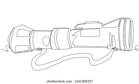 MANPADS una línea sobre un fondo blanco. Resumen ilustrativo de un arma que derriba aviones y tanques. Un símbolo de rebelión y resistencia en la guerra moderna. Imagen vectorial de material.