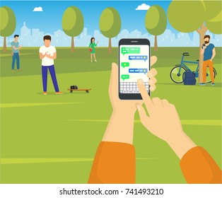man-phone-park