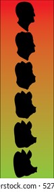 Man-Pig metamorphosis silhouettes