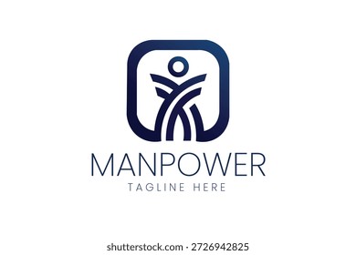 Modelo do logotipo Manpower Human Figure in Square Vetor