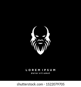 Man's Abstract Face Logo Vector Design Template . on black background .
