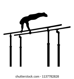 Man's Artistic Gymnastics, Silhouette on White Background