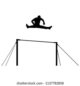 Man's Artistic Gymnastics, Silhouette on White Background