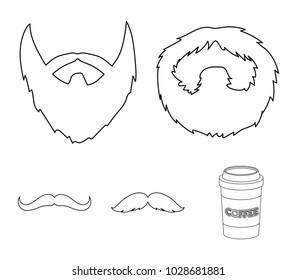 Man's beard and mustache.Beard set collection icons in outline style vector symbol stock illustration web.