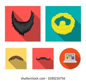Man's beard and mustache.Beard set collection icons in flat style vector symbol stock illustration web.