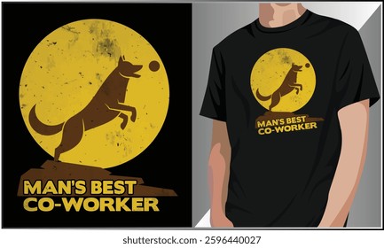 Man's Best Co-Worker Dog Shirt Design, Funny Dog T-Shirt, Dog Lover Typography Vector, Pet Lover Shirt,  Tshirt Design Vector, Dog Dad Design, German Shepherd T Shirt.