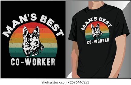 Man's Best Co-Worker Dog Shirt Design, Cute Dogs Shirt, Dog Lover Vector Illustration , Dog Dad Design, Pet Lover Shirt, Best Dog Quotes Design.