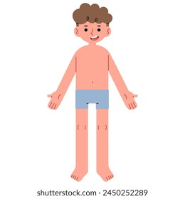 Frente del cuerpo del hombre lindo sobre un fondo blanco, Ilustración vectorial.