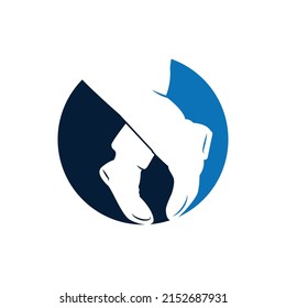 Mans boot fashion vector logo design.	