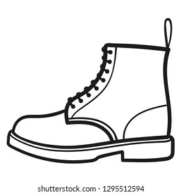 Mans boot outlined icon in white background