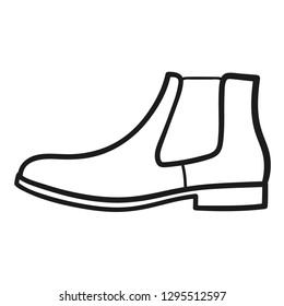Mans boot outlined icon in white background