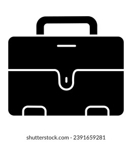 Mans briefcase solid icon. Male suitcase vector illustration isolated on white. Office bag glyph style design, designed for web and app. Eps 10