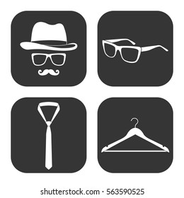 Man's clothes and accessories icons vector set on gray   buttons