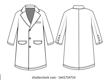 Mans Coat Fashion Technical Drawings Flat Stock Vector (Royalty Free ...